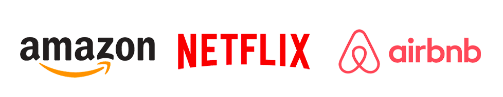 Amazon, Netflix, AirBnB logos