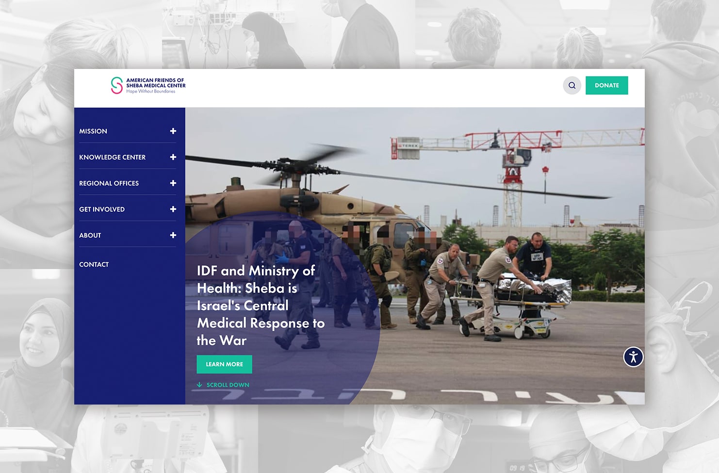 American Friends of Sheba Medical Center website screenshot