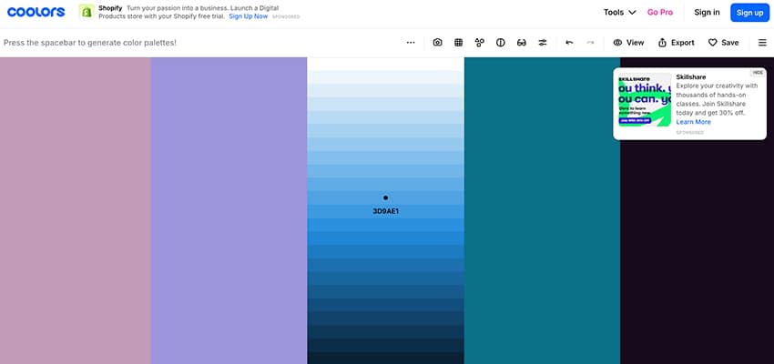 Coolors color generator